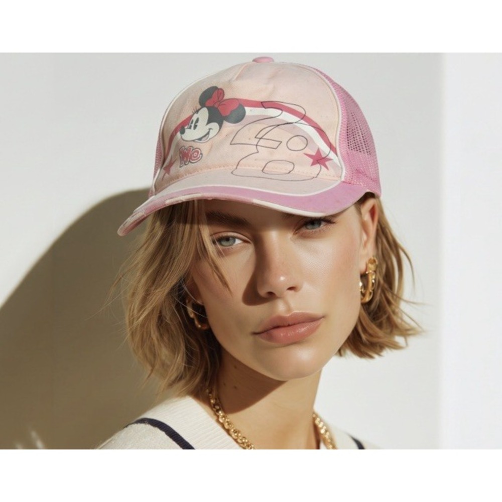 Y2K Walt Disney World Parks Minnie Mouse Pink Trucker Adjustable Cap New